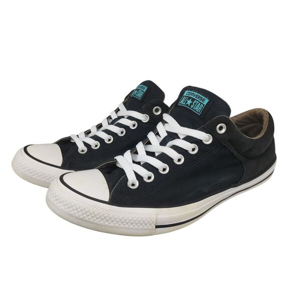 Converse All Star Mens 10 Black Blue Turquoise Low Tops Grunge Punk Hipster - Picture 1 of 16
